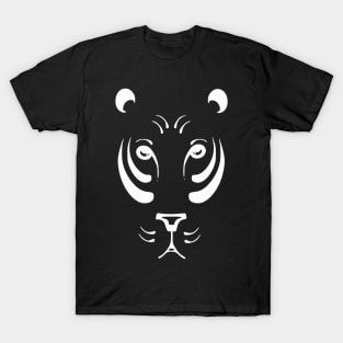 Black and white tiger silhouette. Wild animal world in white lines. T-Shirt